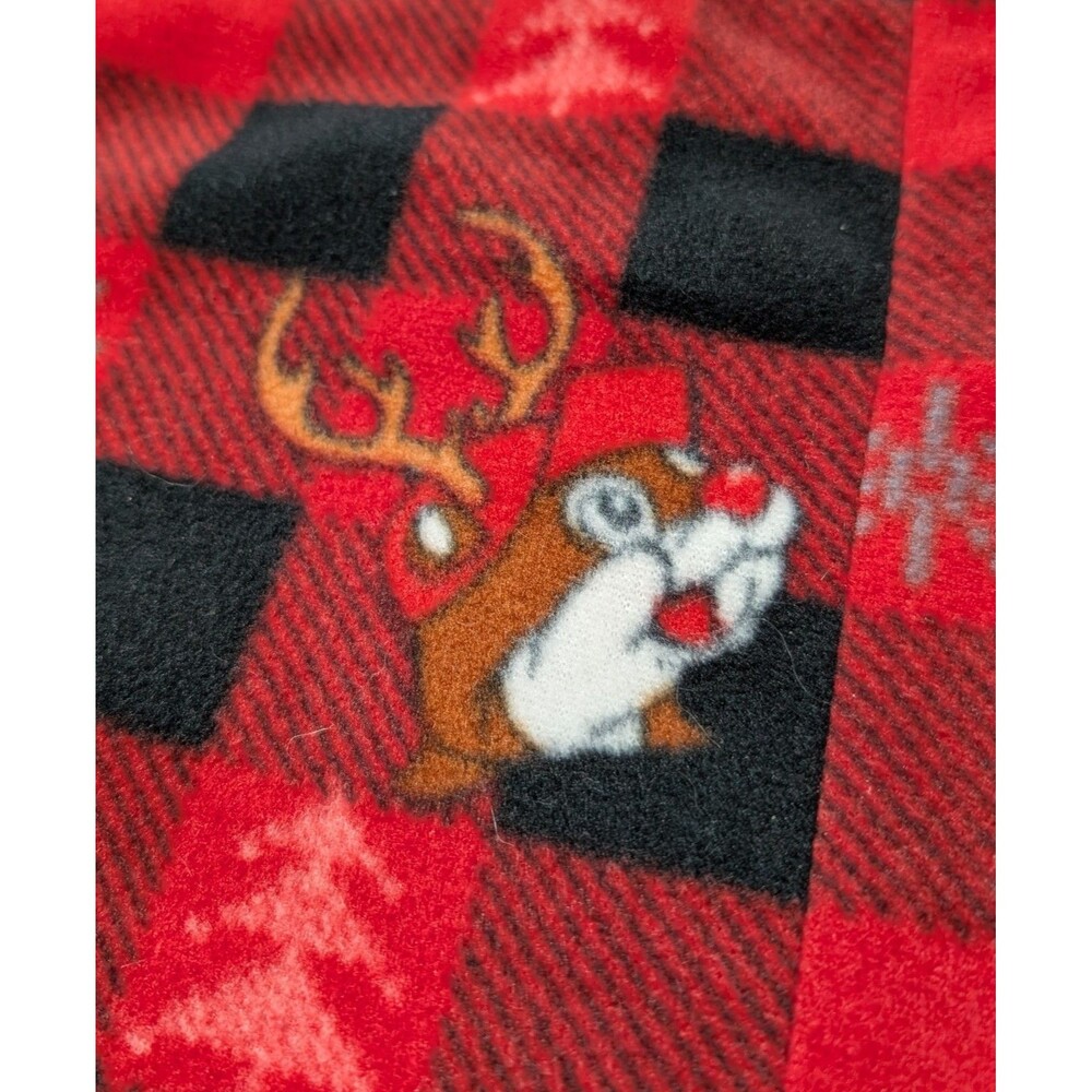 NWOT Buc-ee’s Christmas Bodysuit Pajamas Adult S/M Plaid Beaver Reindeer Hooded - Picture 3 of 9